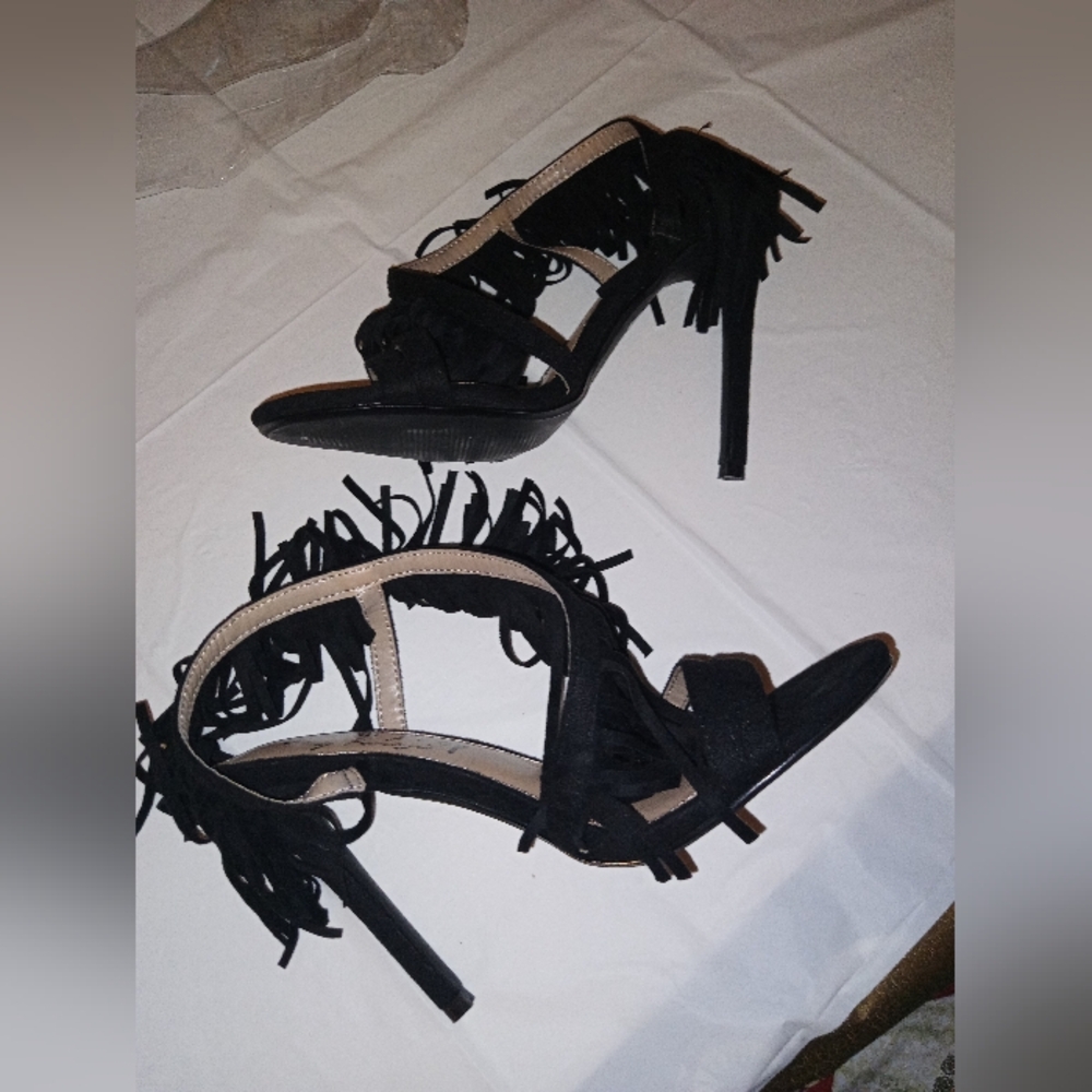 Black Fringe Heels Lemon Drop by Privileged